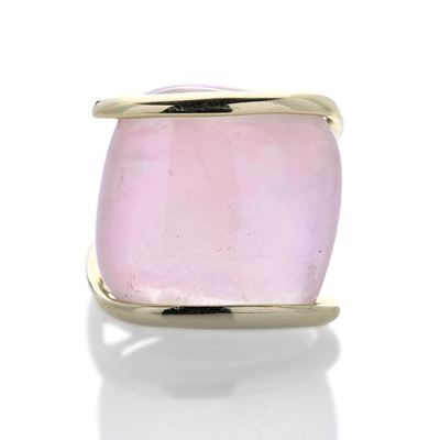 Anello in Oro Giallo e Quarzo Rosa