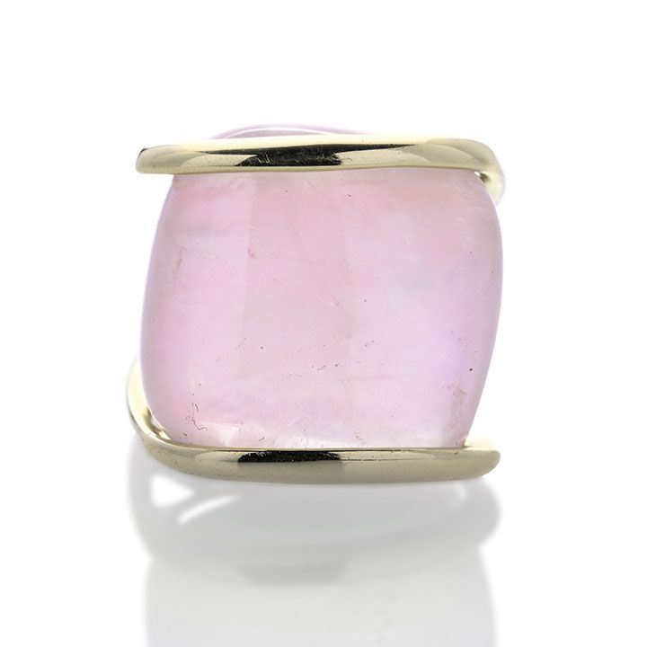 Anello in Oro Giallo e Quarzo Rosa