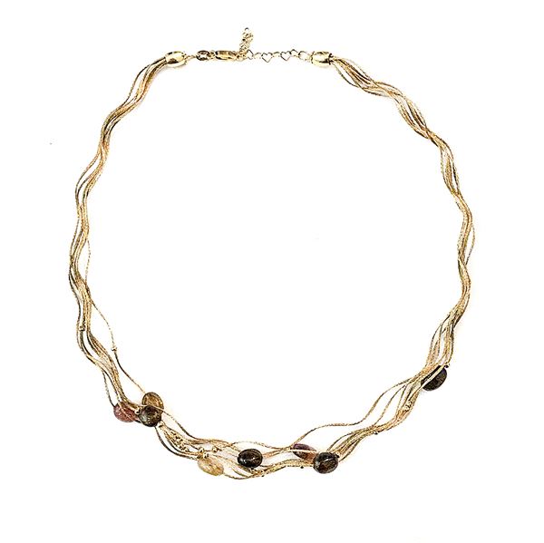 Necklace in yellow gold and hard stone