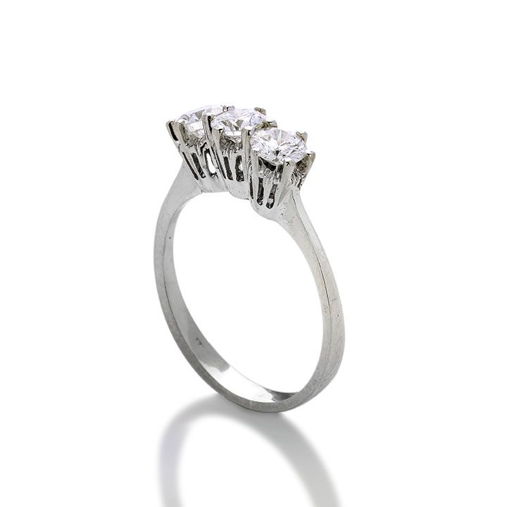 Anello Trilogy in Oro Bianco e Diamanti