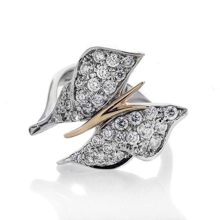 Anello in Oro Bianco, Oro Giallo e Diamanti