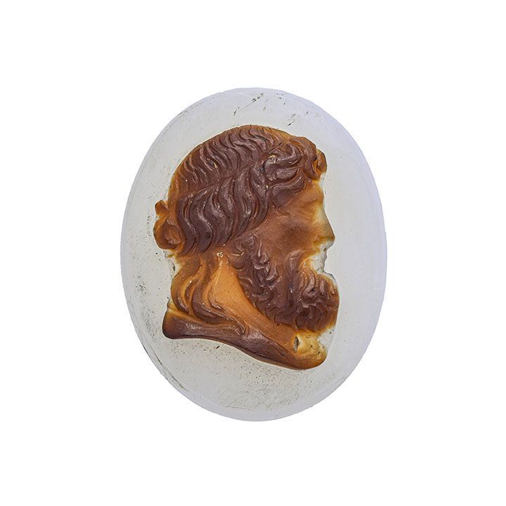 Piccolo cammeo in calcedonio raffigurante profilo maschile