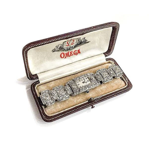 Importante orologio da signora in platino e diamanti Omega