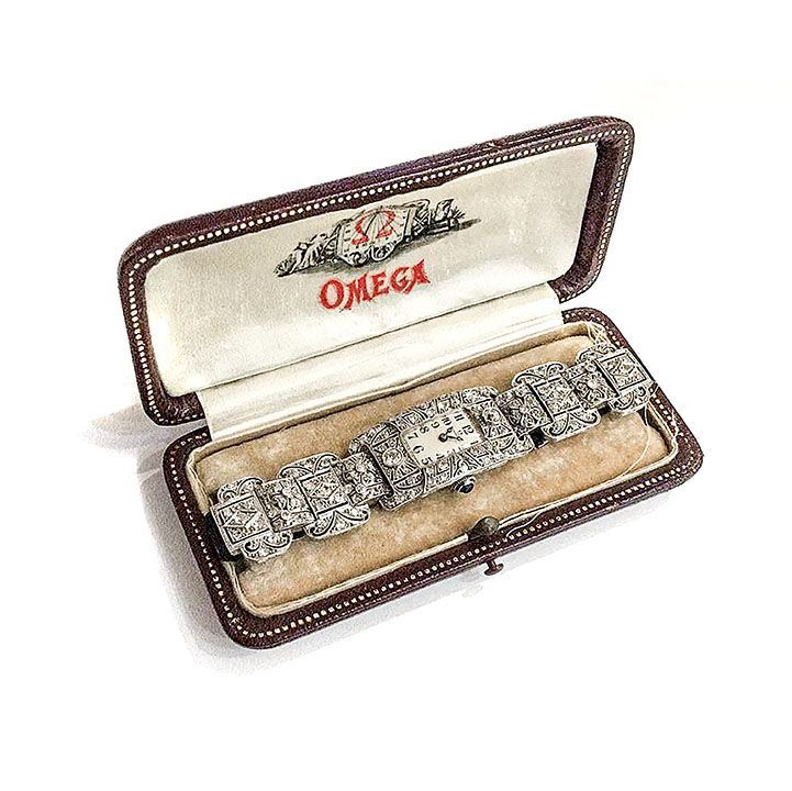 Importante orologio da signora in platino e diamanti Omega