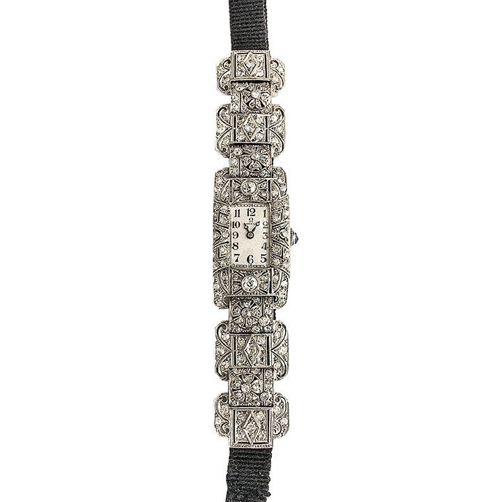 Importante orologio da signora in platino e diamanti Omega