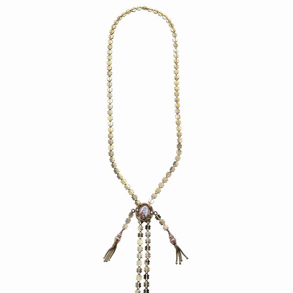Lunga collana Saliscendi in oro a basso titolo e miniatura