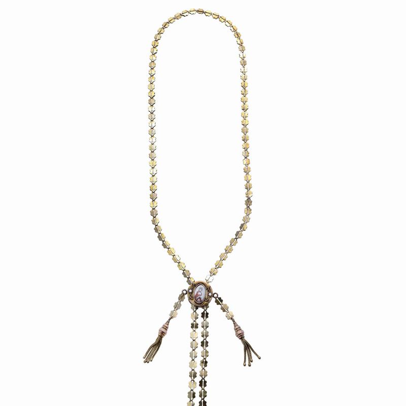 Lunga collana Saliscendi in oro a basso titolo e miniatura