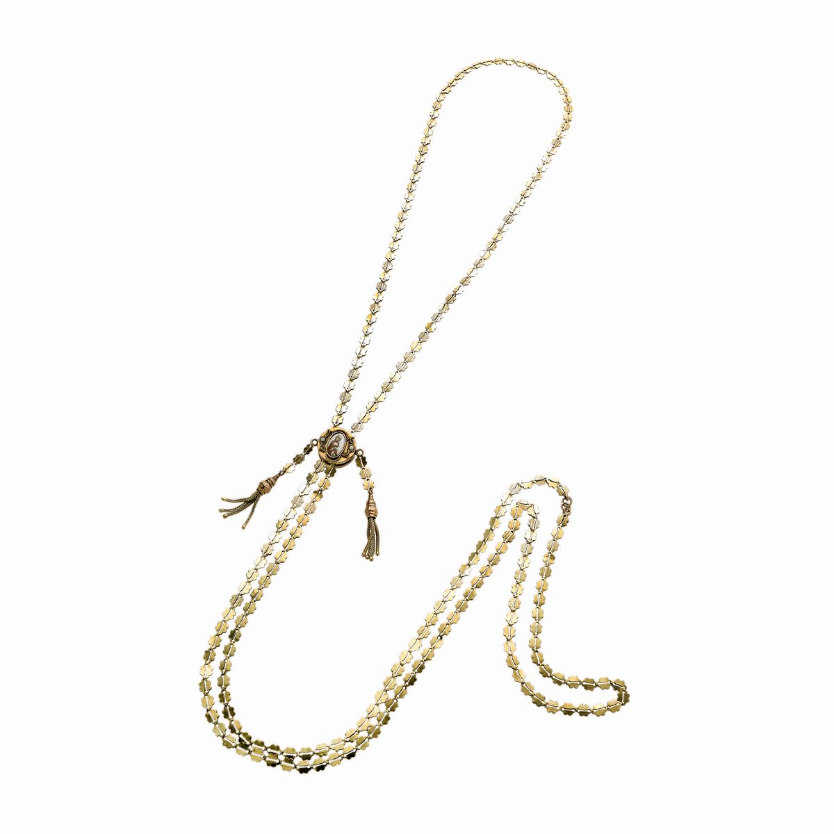 Lunga collana Saliscendi in oro a basso titolo e miniatura