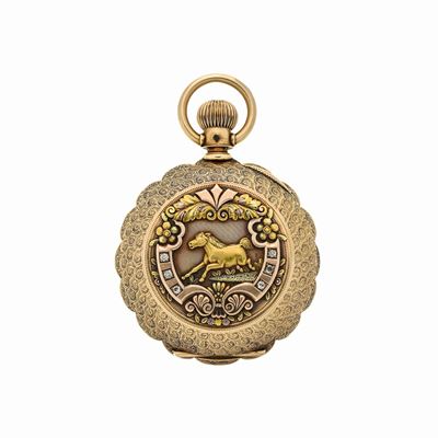 Grande Orologio da Tasca in Oro a Basso Titolo, Oro Giallo e Diamanti Walthman