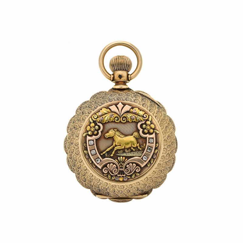 Waltham Company - Grande Orologio da Tasca in Oro a Basso Titolo, Oro Giallo e Diamanti Walthman