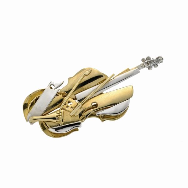 ARMAN - Arman brooch in white gold and yellow gold