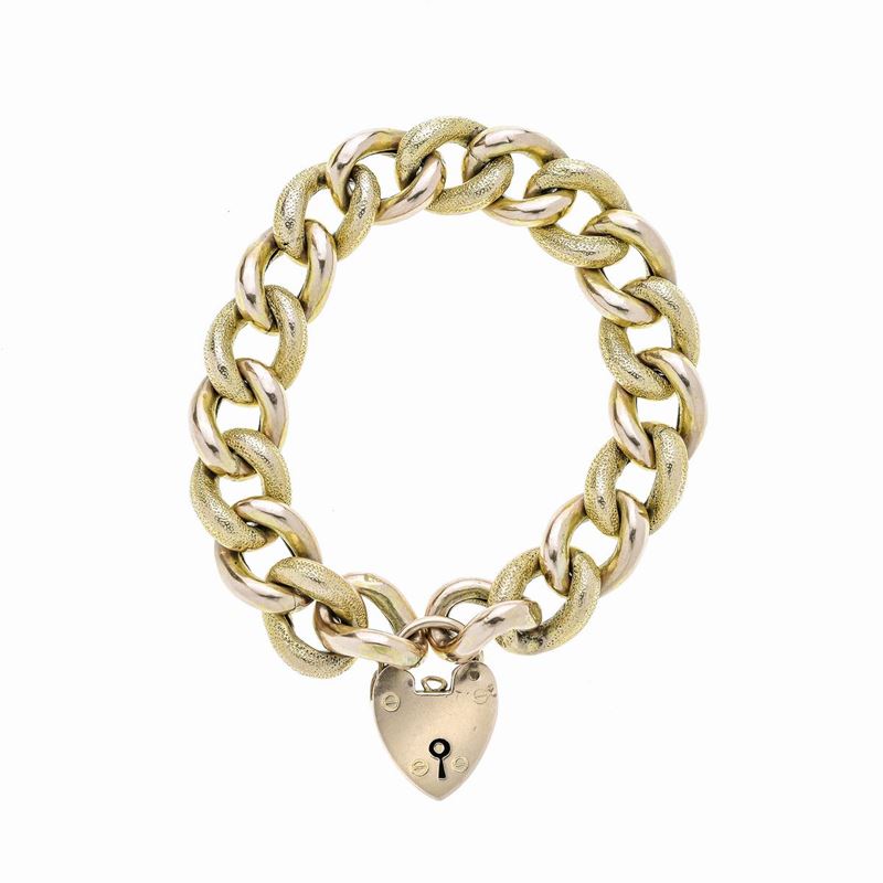 Bracciale in oro a basso titolo con lucchetto a cuore