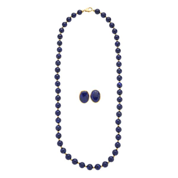 Set in lapis lazuli and yellow gold  - Auction Auction of Antique Jewelry, Modern and Watches - Curio - Casa d'aste in Firenze