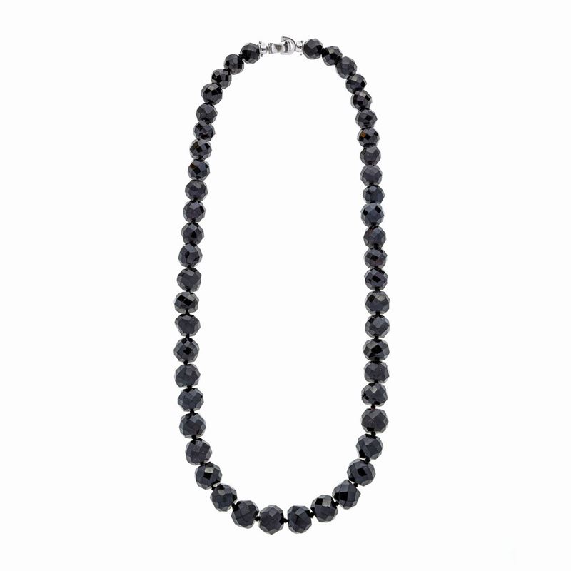 Collana in Granato e Oro Bianco