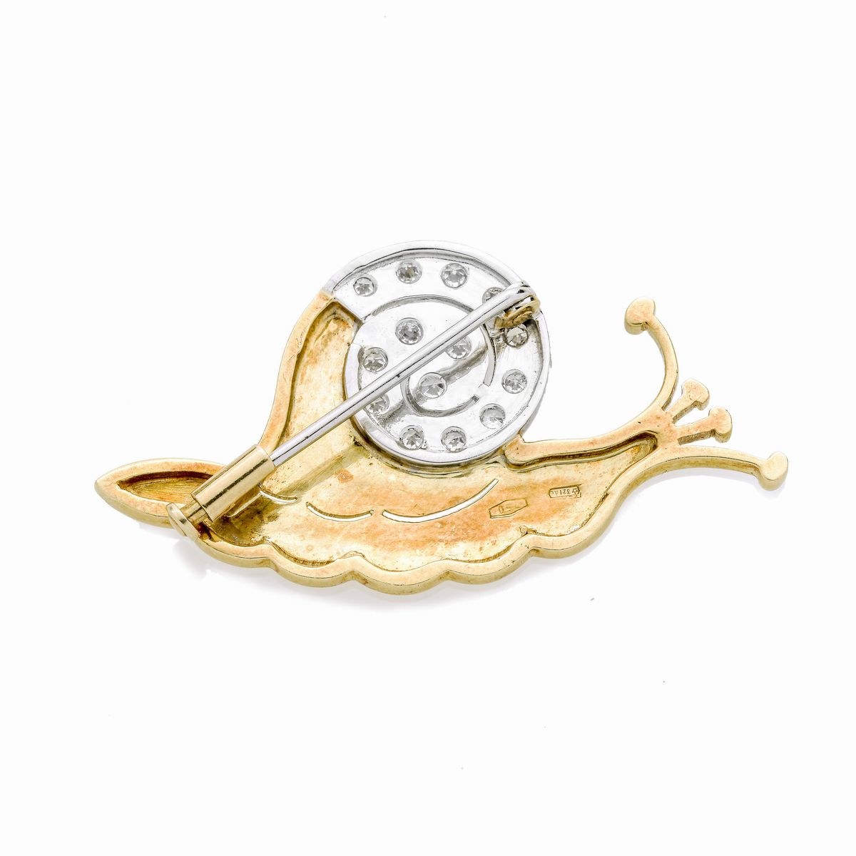 Spilla Lumanca in oro giallo, oro bianco e diamanti