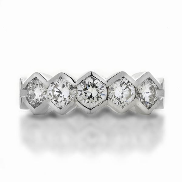 Riviere ring in white gold and diamonds