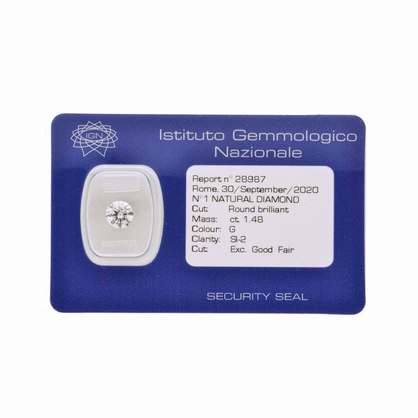 Brilliant cut diamond ct 1.48, G color, SI2 clarity