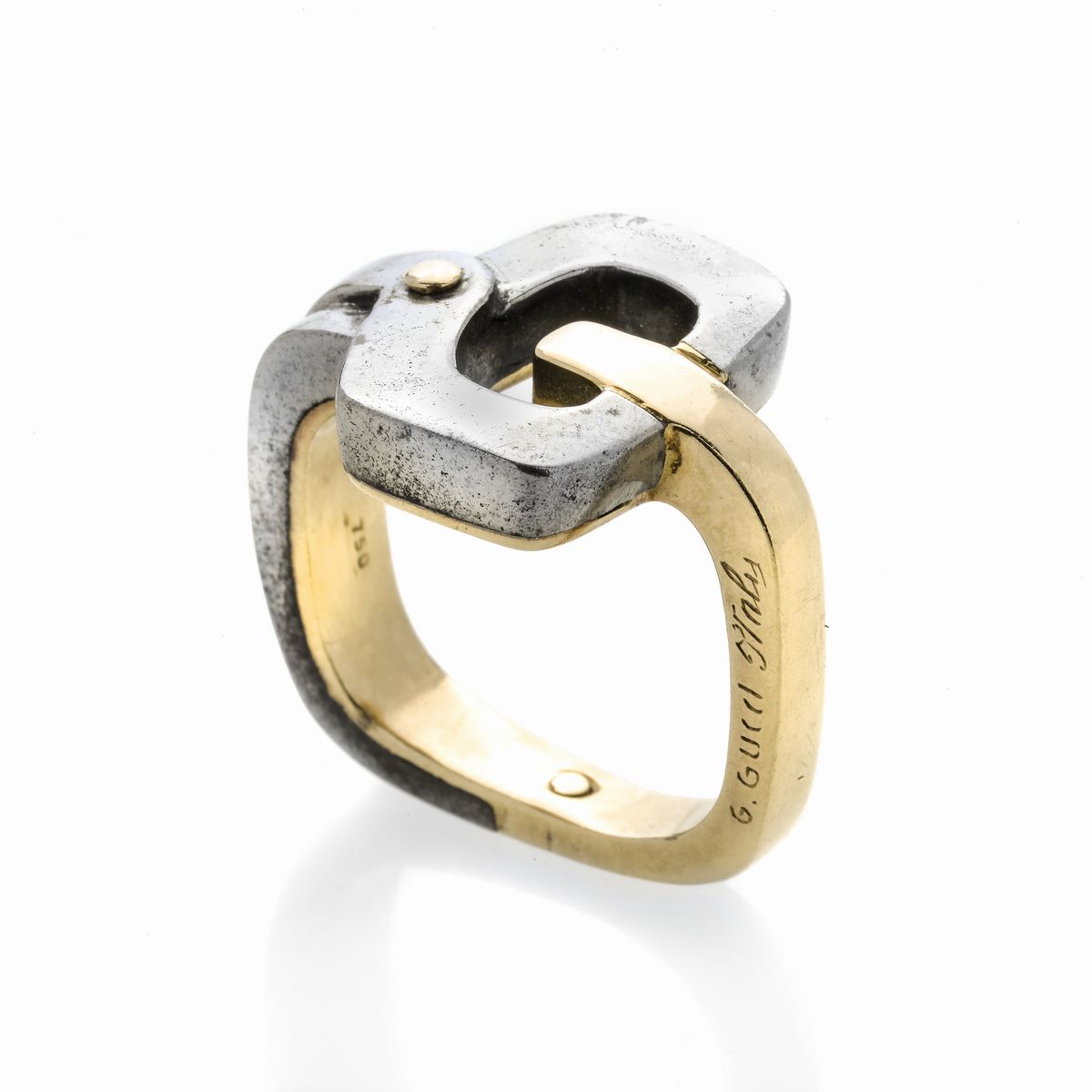 Anello in Acciaio e Oro Giallo Gucci