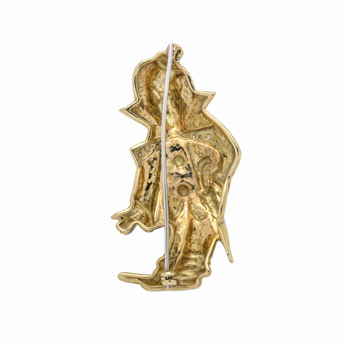 Spilla Pagliaccio in Oro Giallo, Diamanti e Smalti Colorati
