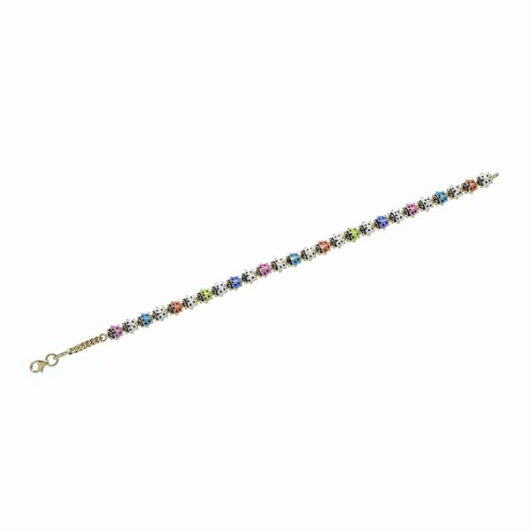 Bracciale Coccinelle in oro giallo e smalti colorati  (Anni Settanta)  - Asta Asta di Gioielli Antichi, Moderni e Orologi - Curio - Casa d'aste in Firenze