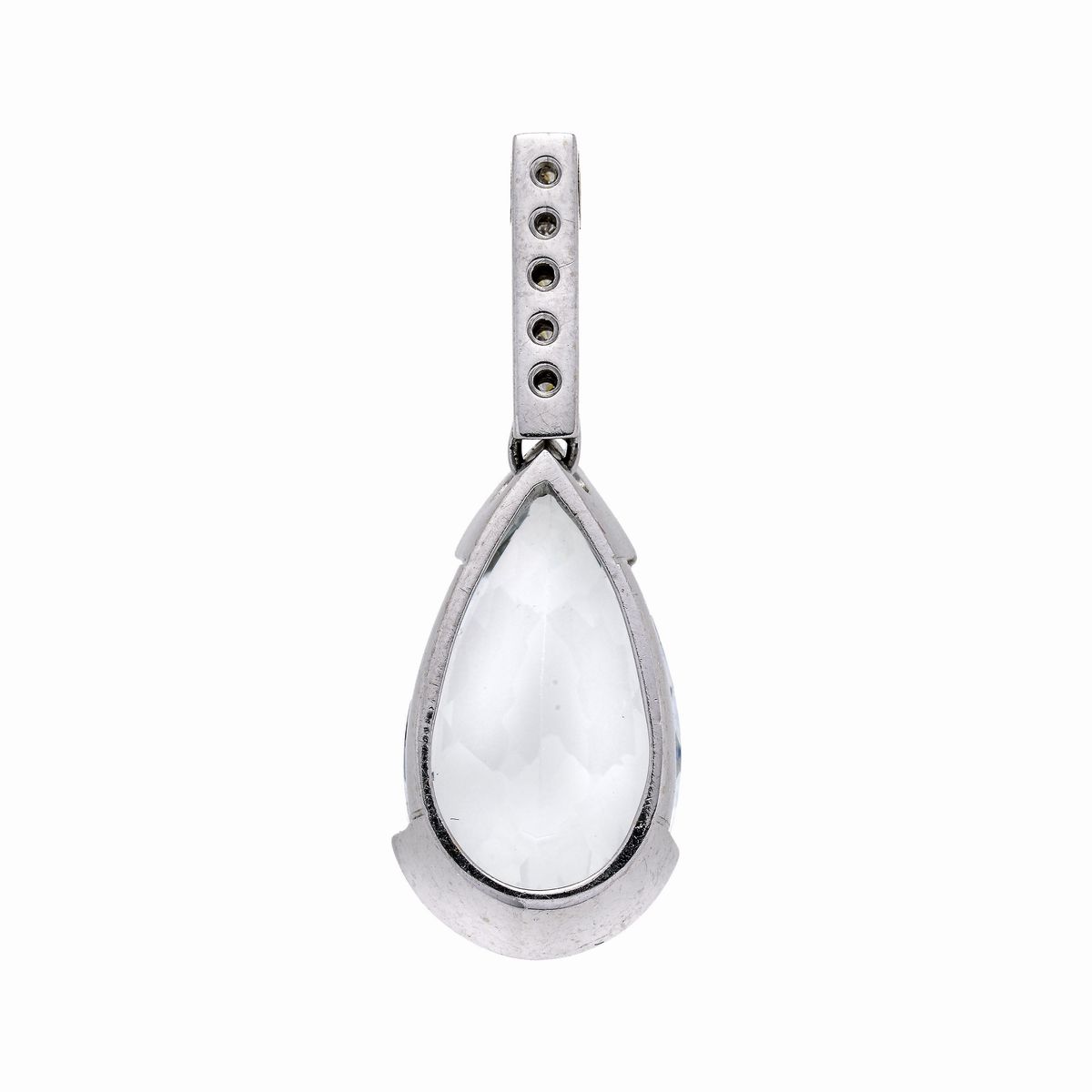 Pendente in Oro Bianco, Diamanti e Acquamarina