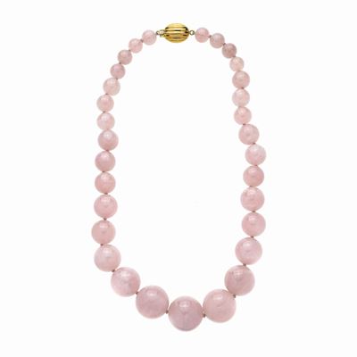 Collana in Quarzo Rosa e Oro Giallo