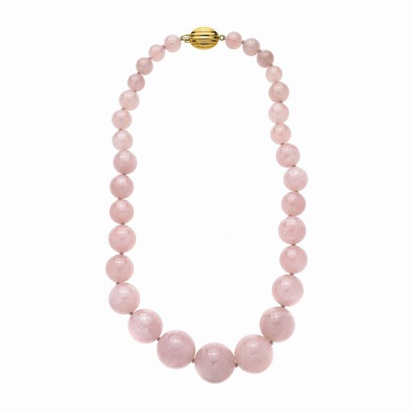 Collana in quarzo rosa e oro giallo  - Asta Asta di Gioielli Antichi, Moderni e Orologi - Curio - Casa d'aste in Firenze