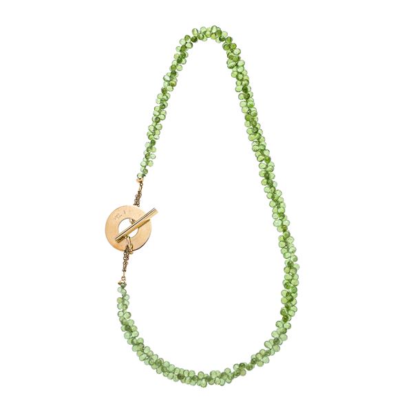Necklace in yellow gold and green quartz  - Auction Auction of Antique Jewelry, Modern and Watches - Curio - Casa d'aste in Firenze