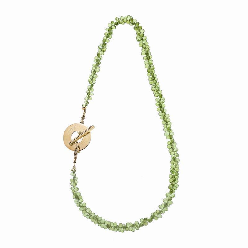 Collana in Oro Giallo e Quarzo Verde