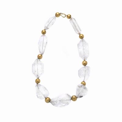 Collana in Oro Giallo e Cristallo di Rocca
