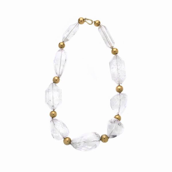 Collana in oro giallo e cristallo di rocca  - Asta Asta di Gioielli Antichi, Moderni e Orologi - Curio - Casa d'aste in Firenze