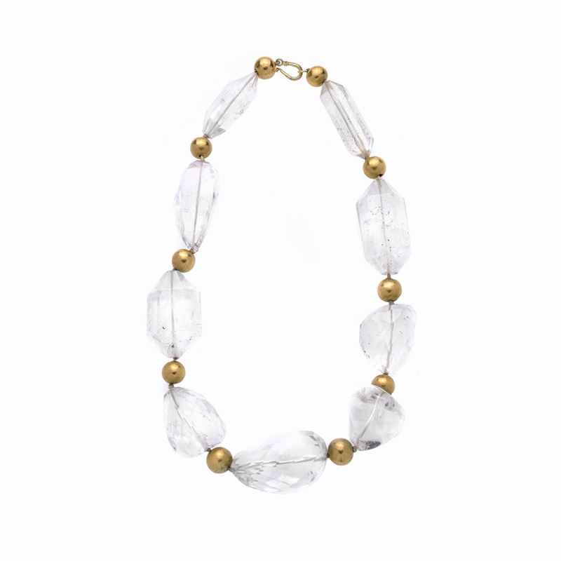 Collana in Oro Giallo e Cristallo di Rocca