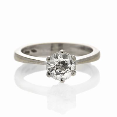 Anello Solitario in Oro Bianco e Diamante