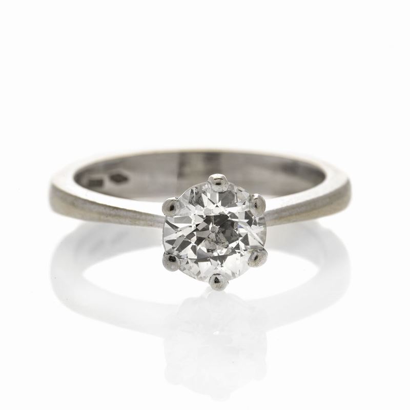 Anello Solitario in Oro Bianco e Diamante