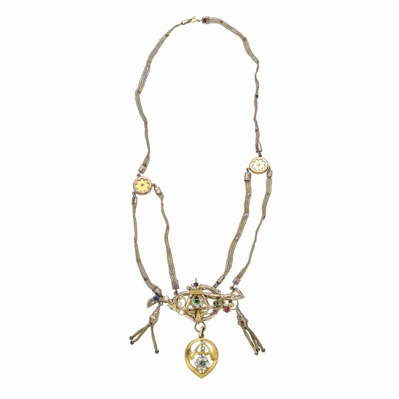 Collana in oro a basso titolo e pietre colorate