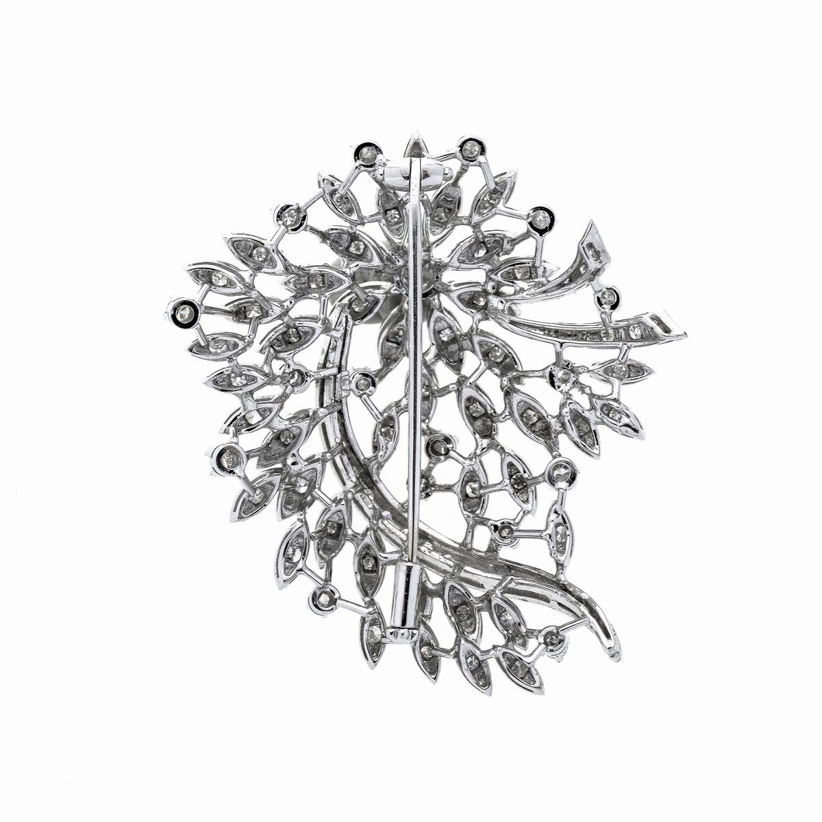 Spilla Floreale in oro bianco e diamanti