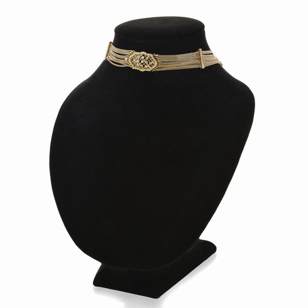 Choker in yellow gold and diamonds