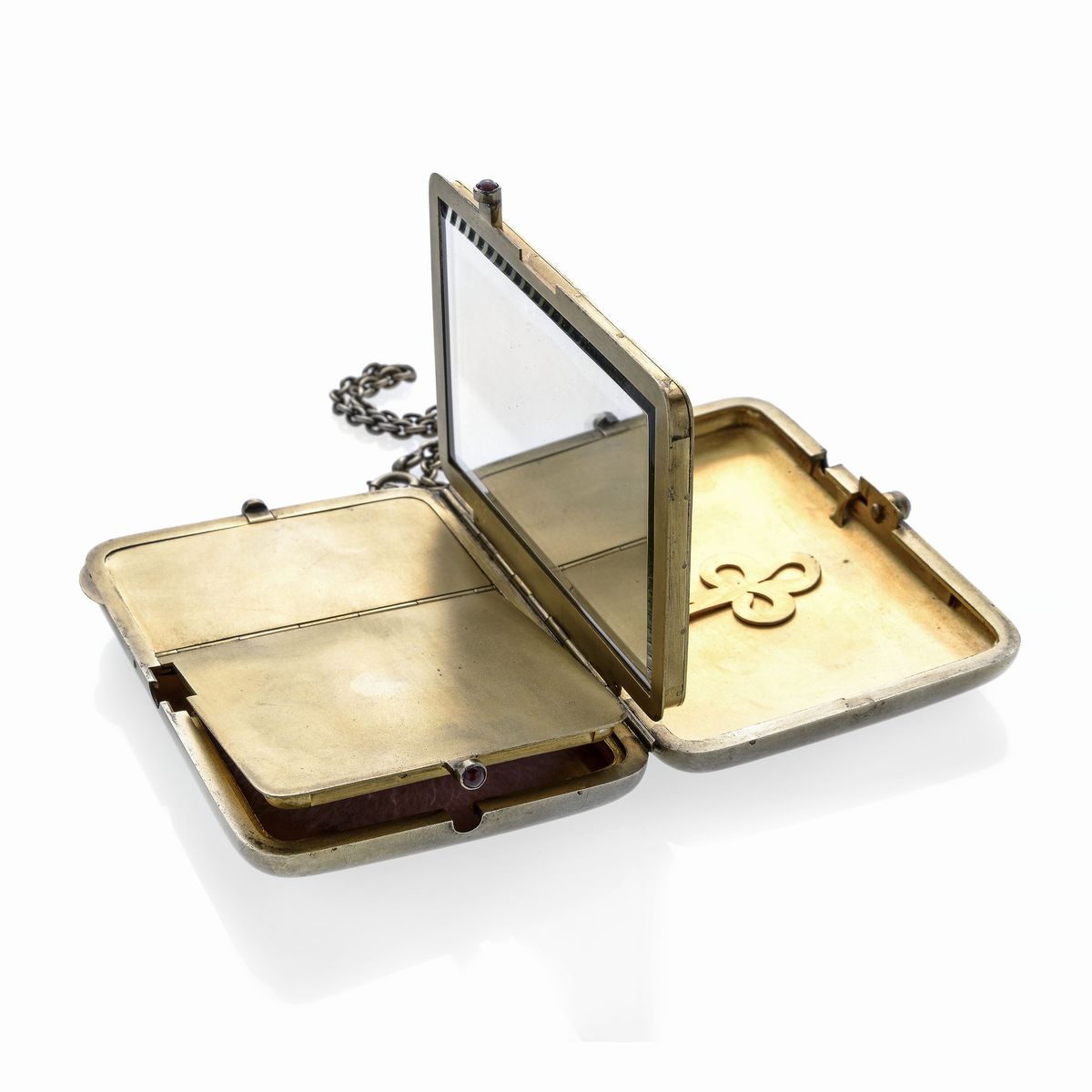 Trousse in Argento Dorato e Rubini
