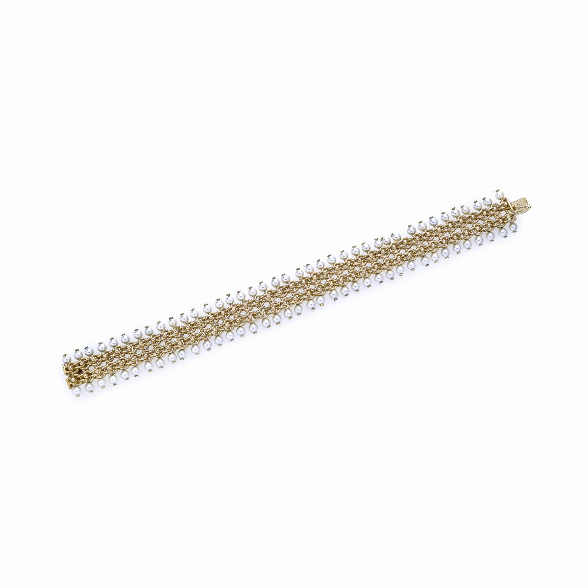 Bracciale in oro giallo e microperle