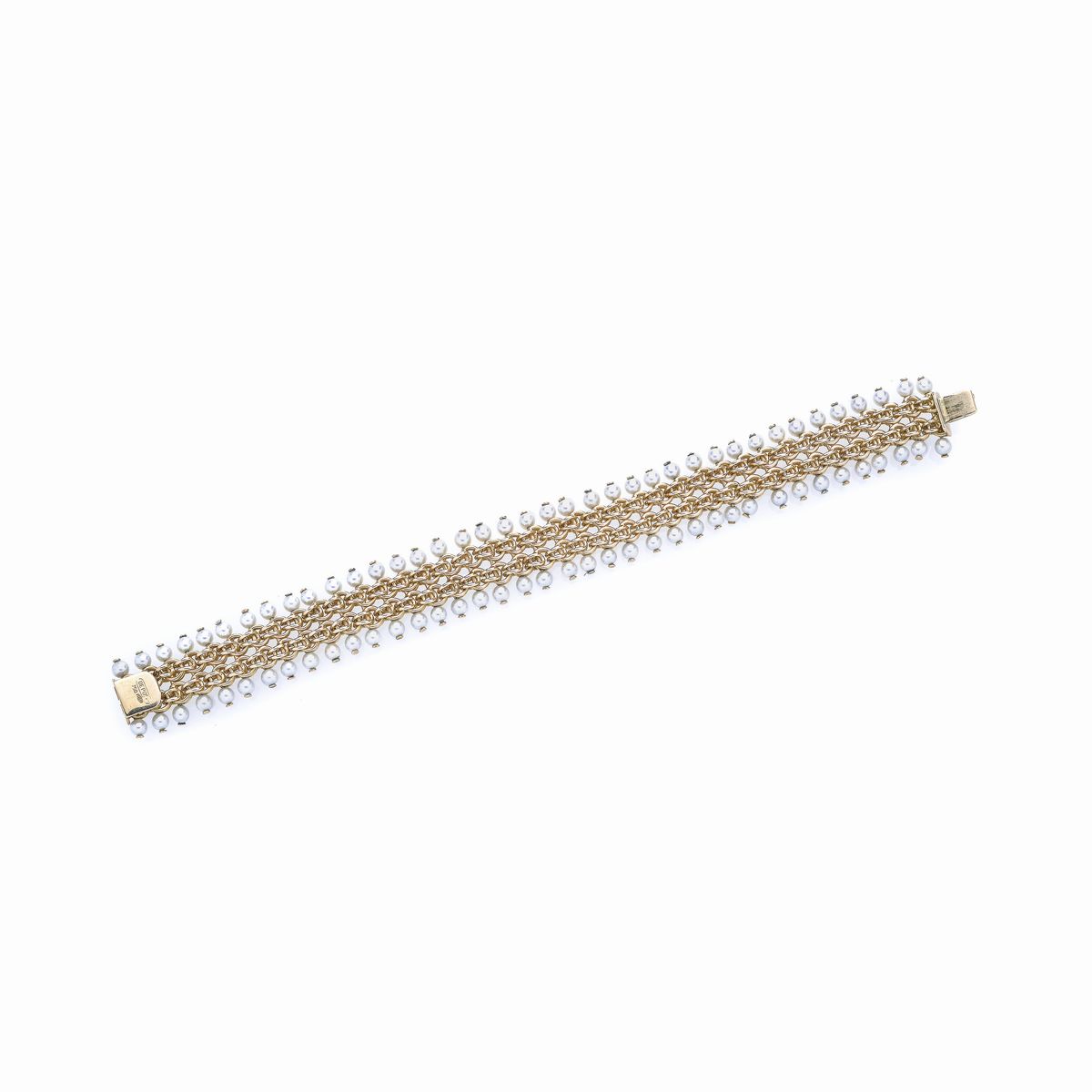 Bracciale in oro giallo e microperle