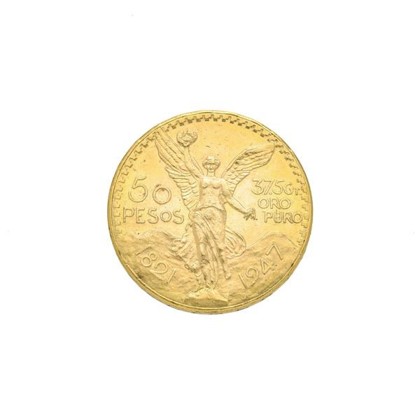 50 pesos coin in yellow gold