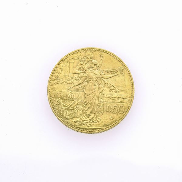 Moneta da 50 lire in oro giallo