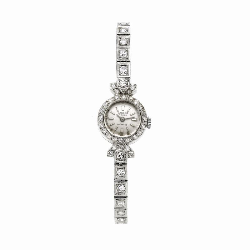 Orologio da signora in platino e diamanti