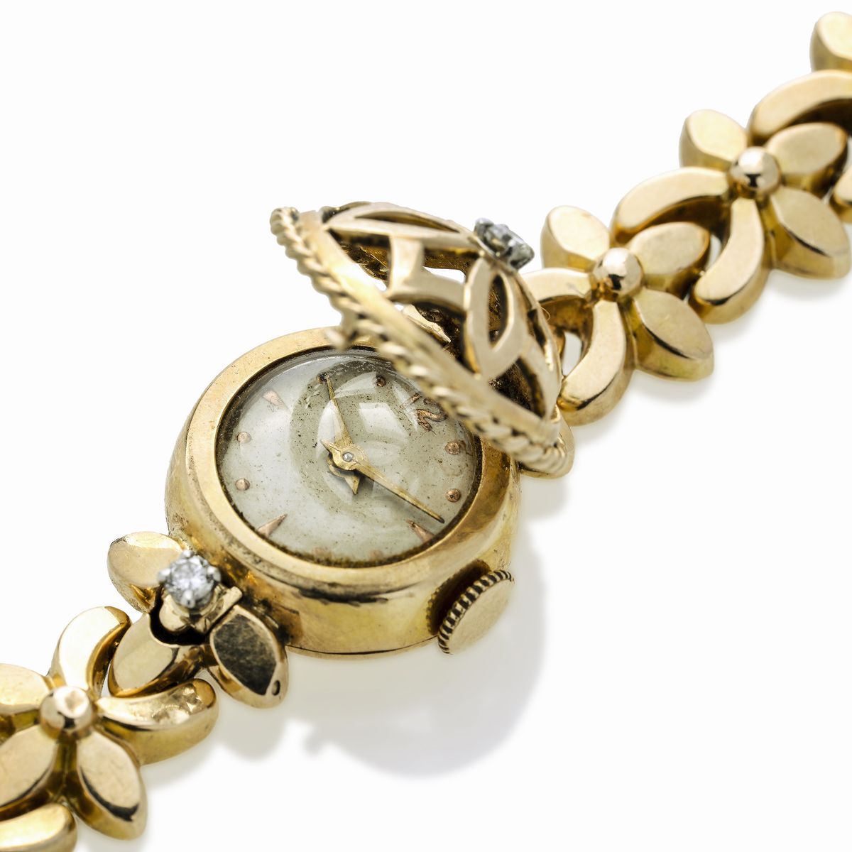 Bracciale orologio in oro giallo e diamanti