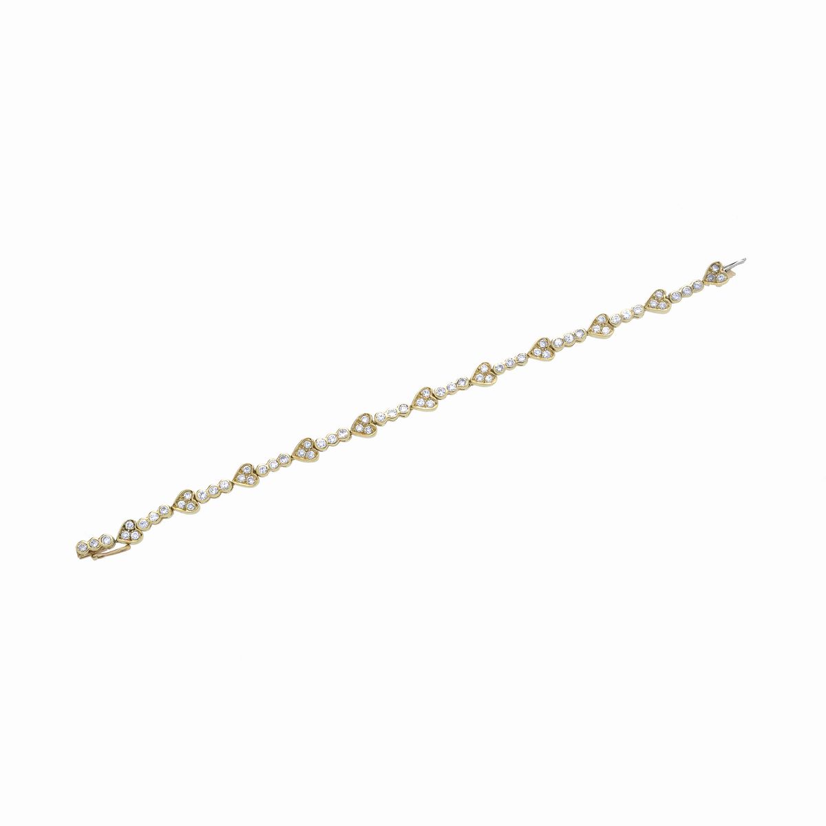 Braccialetto con cuori in oro giallo e diamanti