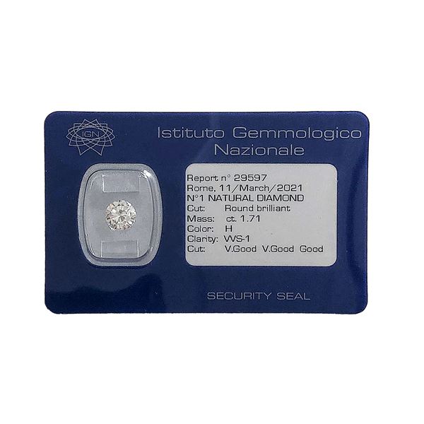 Brilliant cut diamond ct 1.71 in blister pack  - Auction Auction of Antique Jewelry, Modern and Watches - Curio - Casa d'aste in Firenze