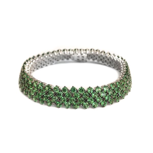Bracelet in yellow gold and green tzavorite