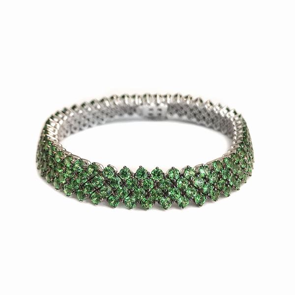 Bracciale in oro giallo e tzavorite verde