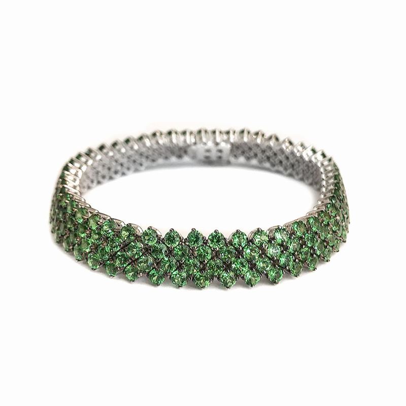 Bracciale in Oro Giallo e Tzavorite Verde