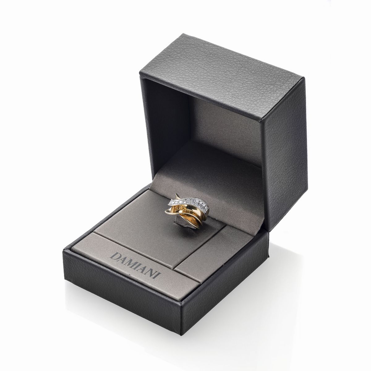 Anello a fascia in oro giallo, oro bianco e diamanti Salvini